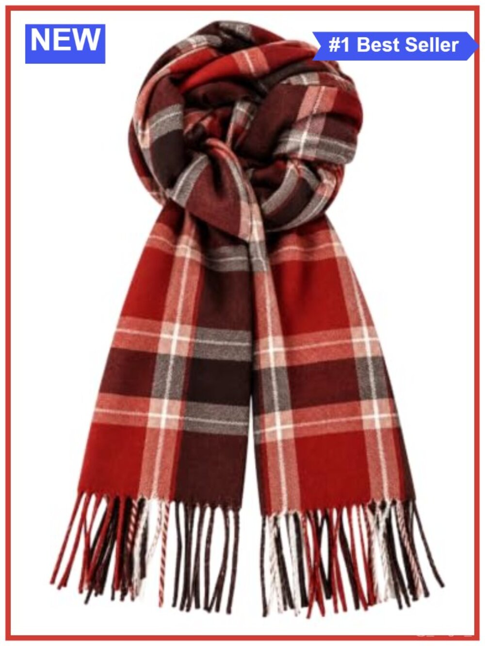 Women Plaid Scarf Oversized Tassel Wrap Soft Polyester Fall Winter